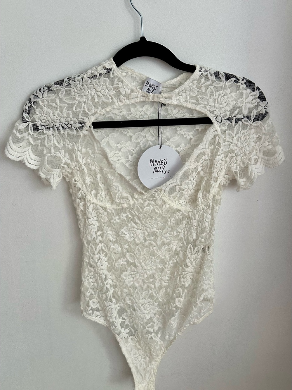 Princess Polly Cream Floral Lace Bodysuit